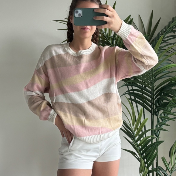 Pull rose et beige / Pink, white sweater - Picture 3 of 3